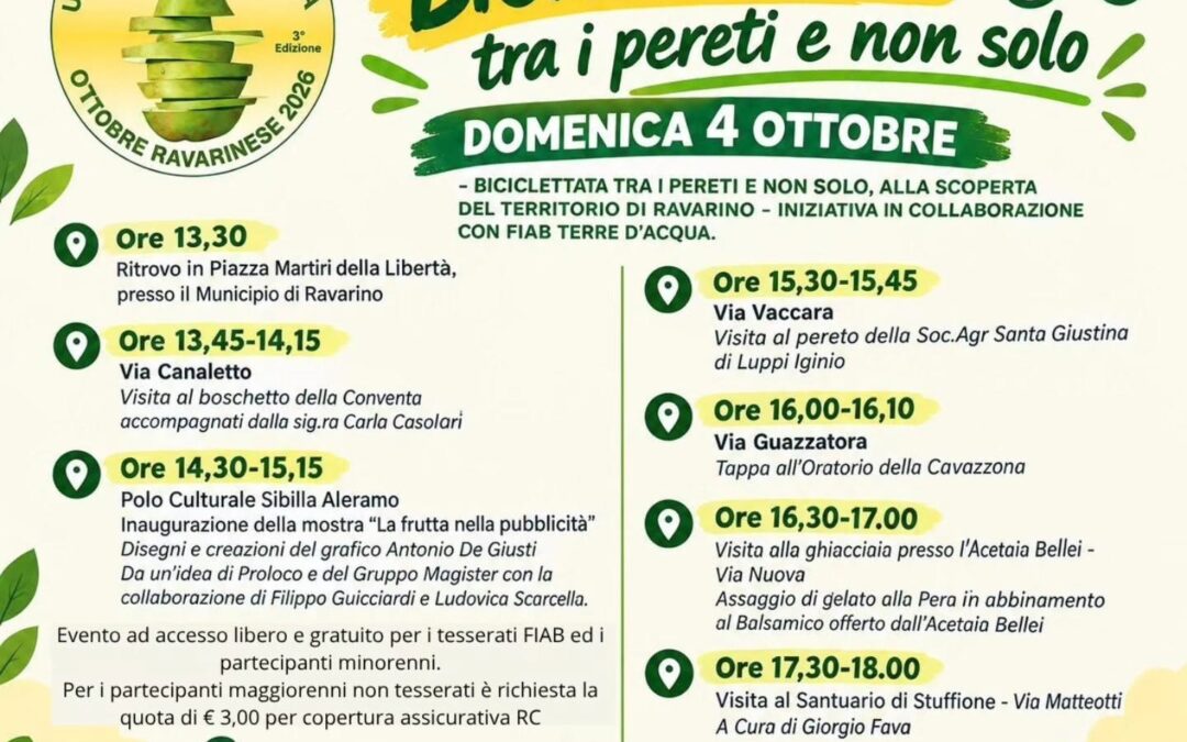 Domenica 4 ottobre – Biciclettata tra i pereti e non solo – Passeggiata