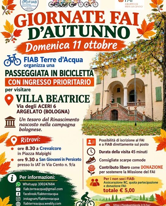 Domenica 11 ottobre – Giornate FAI d’autunno: villa Beatrice – Passeggiata
